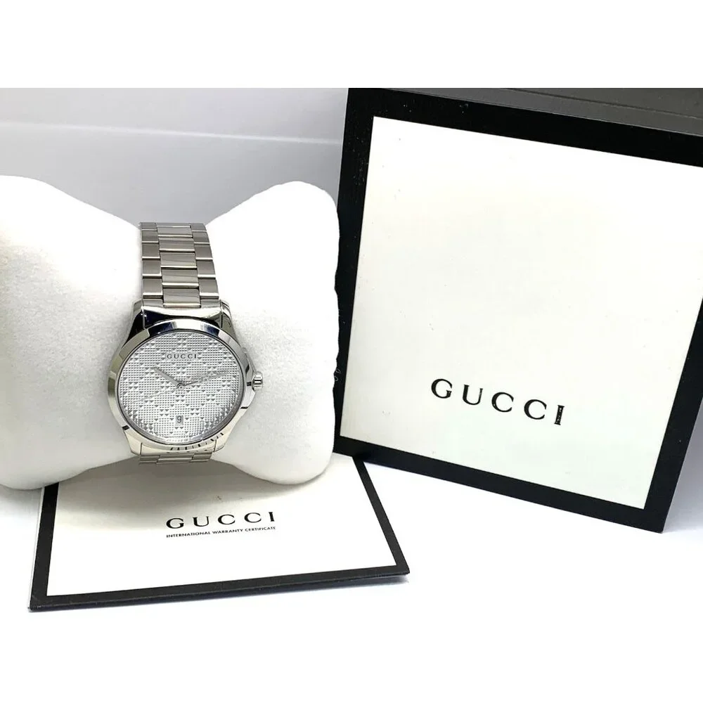 Gucci Men's Watch YA126459 G-Timeless Swiss Quartz Silver Dial Steel 38mm